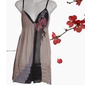 Sparkle & Fade Elegant Floral Art Dress/Tunic Top Size Large